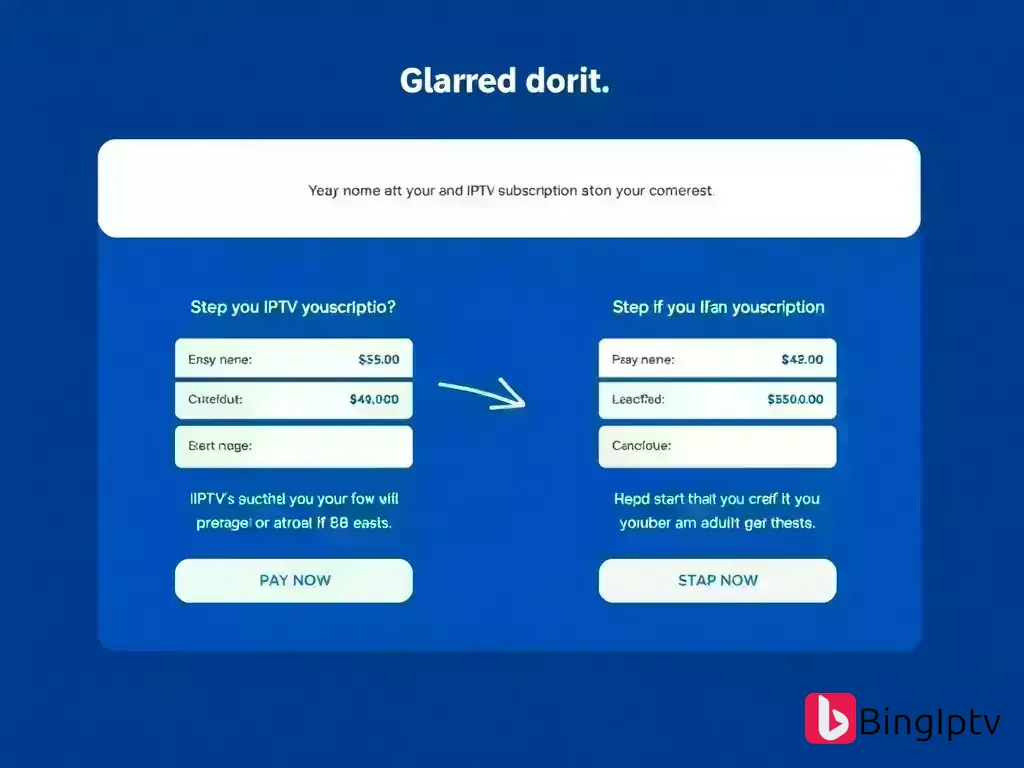 Step-by-step checkout process for Bing IPTV payment