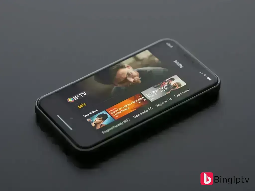 iPhone displaying IPTV app interface