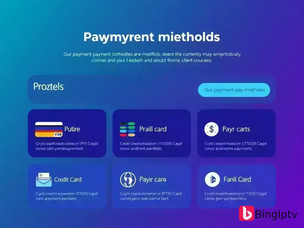 Overview of available payment methods for Bing IPTV