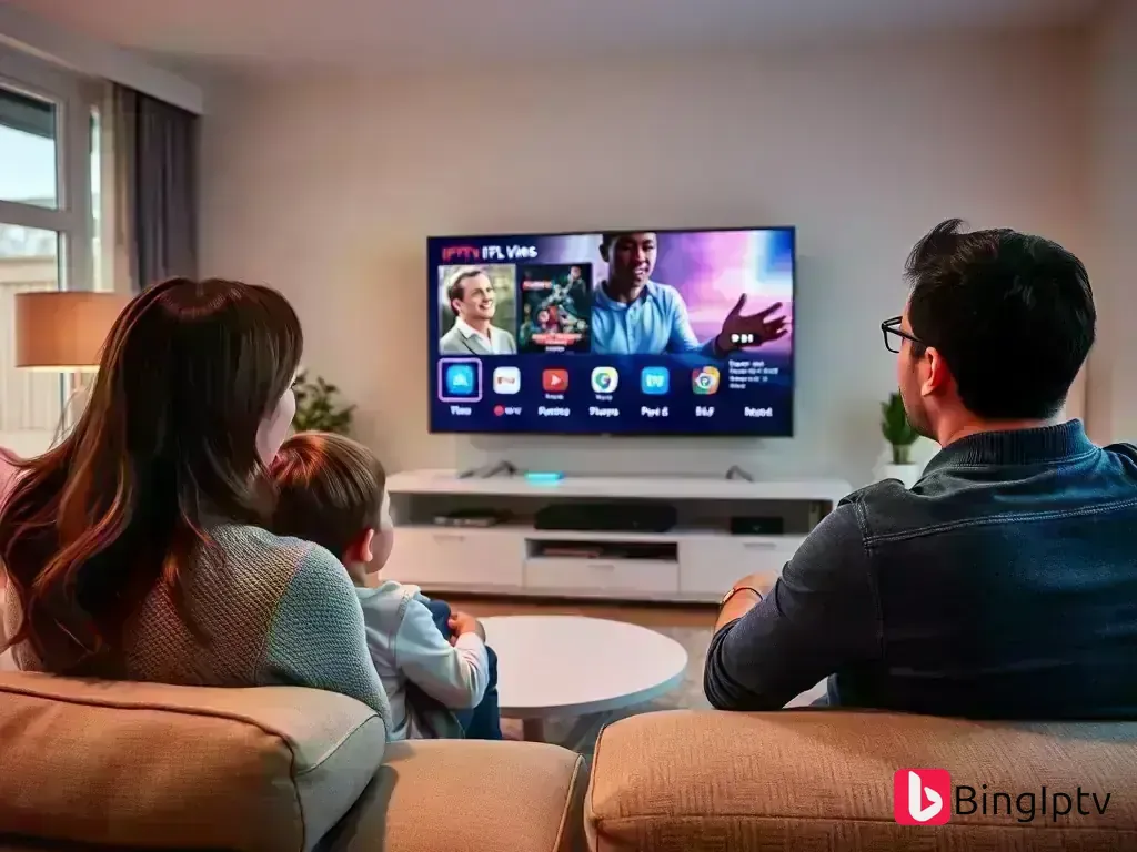 Family enjoying premium IPTV entertainment