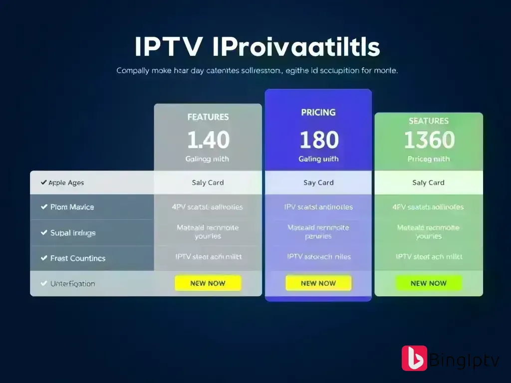 Visual comparison of Bing IPTV pricing tiers