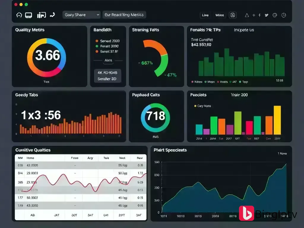 Dashboard showing streaming quality metrics and performance