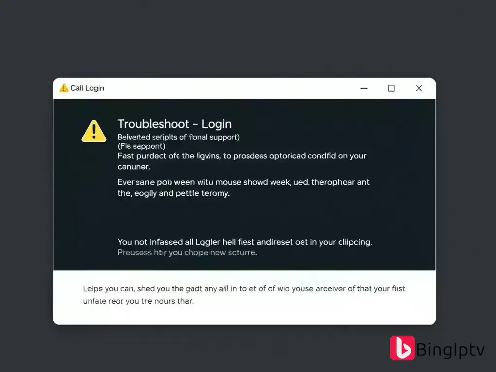 Login error screen with troubleshooting tips